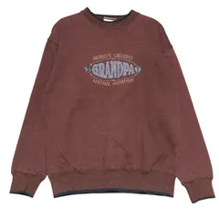 USA古着 McC Sport 刺繍 スウェットトレーナー M ボルドー ワインレッド 地球儀 GRANDPA メッセージ 90年代 ヴィンテージ レトロ 雰囲気抜群 1点物 希少デザイン アメカジ ビッグシルエット / IA367
