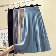 スカート ニットスカート ロング 秋冬 無地 黒 Aライン ハイウェスト ボトムス 着痩せ 通勤 オシャレ コーデ 30代 40代 5色
