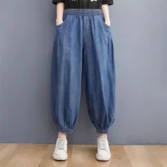 デニムパンツ デニムワイドパンツ バルーンパンツ コクーンパンツ ジーパン ジーンズ ボトムス レディース 大きいサイズ ゆったり ウエストゴム 柔らか 美脚 体型カバー ナチュラル 大人可愛い 森ガール 着回し 春夏秋 夏