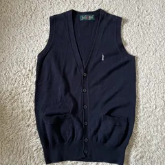 イーストボーイ　ベスト　ニット　スクールベスト　Vネック　コットンニット　自由の女神　刺繍　ロゴ　ネイビー　紺　スクール　人気　定番