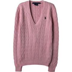 古着 ラルフローレン Ralph Lauren RALPH LAUREN SPORT ケーブル編み Vネック コットンニットセーター レディースS相当/eaa626291
