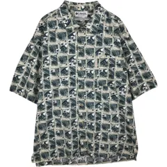 古着 90~00年代 コロンビア Columbia 総柄 半袖 コットンシャツ ボックスシャツ メンズL相当 ヴィンテージ/eaa478048