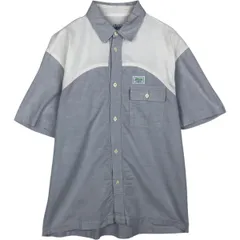 古着 90年代 ステューシー STUSSY ツートン 半袖 コットンシャツ ボックスシャツ USA製 メンズM相当 ヴィンテージ/eaa478069