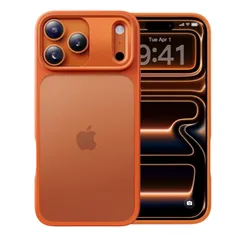 【米軍MIL新規格・指紋防止】CASEKOO iPhone 17 Pro 用 ケース 耐衝撃 滑り止め 指紋防止 米軍MIL規格 マット仕上げ ストラップホール付き 黄変防止 耐久性 カバーセット いphone17pro 用ケース 6.3 インチ(オレンジ)