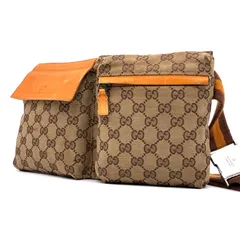 GUCCI グッチ GGキャンバス ウエストポーチ ボディバッグ キャンバス レザー ベージュ ブラウン シルバー金具 メンズ レディース ユニセックス ウエストバッグ ヒップバッグ クロスボディ 斜め掛け 鞄 かばん カジュアル おしゃれ ハイブランド