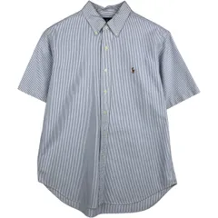 古着 ラルフローレン Ralph Lauren CLASSIC FIT クラシックフィット 半袖 ボタンダウン ストライプシャツ メンズL相当/eaa478033