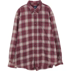古着 ギャップ GAP 長袖 ボタンダウン フランネルチェックシャツ メンズL相当/eaa477658
