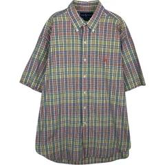 古着 ラルフローレン Ralph Lauren BLAKE マドラスチェック 半袖 ボタンダウン チェックシャツ メンズL相当/eaa477590