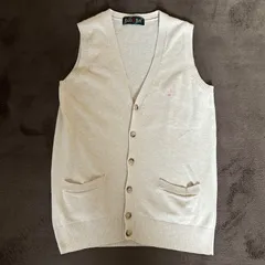 EAST BOY　イーストボーイ　スクールベスト　コットン100% 綿　コットンニット　　前開き　Vネックベスト　ニットベスト　スクール　学生　ピンク自由の女神刺繍　ワンポイント　ロゴ刺繍　ベージュ　サイズ9