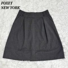 大きいサイズ✨ 未使用級 FOXEY シルク混 上品ツイードスカート 紺 42