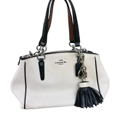 180053 現状品 COACH コーチ ハンドバッグ　ショルダーバッグ　2Way キャリーオール ホワイト ミニクリスティ レザー レディース