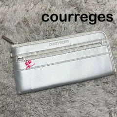 【美品】Courreges クレージュ 長財布 レザー シルバー L字ファスナーのサムネイル