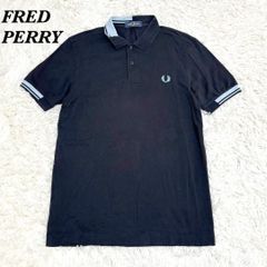 【美品】フレッドペリー 異素材切り替え ポロシャツ M〜L チェック ネイビー 美品】フレッドペリー 異素材切り替え ポロシャツ M〜L チェック
