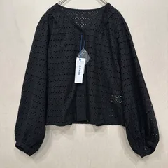 【新品】omnes オムネス　パンチングレース　コモン柄ボリュームスリーブブラウス　ブラック　レース　カーディガン