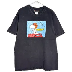 PEANUTS ピーナッツ スヌーピー 半袖Ｔシャツ キャラクター ブラック(メンズ L)中古 古着 X7535