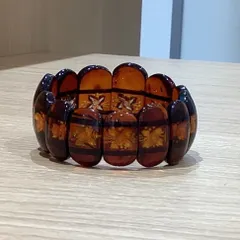 RR263079161　琥珀　彫刻デザイン　バングル