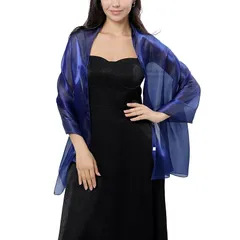 【新品】 [Maeau] 肩掛け スカーフ レディース ストール 薄手 ショール マフラー 大判 プレゼント 贈り物 春 夏 秋 結婚式 お呼ばれ 二次会 パーティー 冷房対策 uvカット ブルー