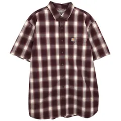 古着 カーハート Carhartt RELAXED FIT オンブレチェック ボタンダウン 半袖 ワークシャツ メンズXL相当/eaa477534