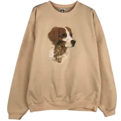 古着 90年代 COTTON DELUXE FLEECE Brittany Spaniel ブリタニースパニエル 犬柄 アニマル スウェットシャツ トレーナー USA製/eaa626480