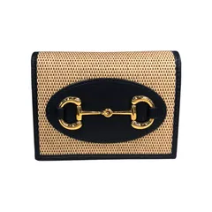 グッチ GUCCI ホースビットコンパクトウォレット 621887 ネイビー　ゴールド金具 GGキャンバス ユニセックス 二つ折り財布