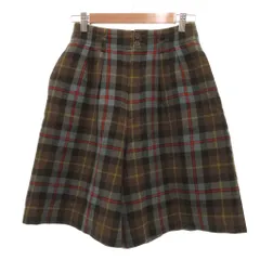 ニューヨーカー NEWYORKER ヴィンテージ ハーフパンツ 9 茶 ブラウン チェック柄 タック ハイウエスト /NU ■ECF003