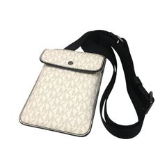 78【新品】MICHAEL KORS スマホショルダーポーチ ベージュ系 レザー 