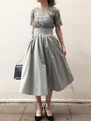 【美品】LAGUNAMOON LADYオーバーレースギャザードレス M ミント