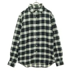 美品 SHIPS シップス 日本製 チェック柄 長袖 ネルシャツ M ブラック系 メンズ 古着