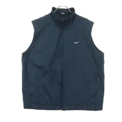 NIKE ナイキ スウッシュ ノースリーブ ジップ ベスト L ブルー メンズ 古着