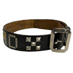 WOLF'S HEAD × WACKO MARIA Studded Pyramid Stud Belt/Suspenders, Size 32, Men's Belt, Black, 201goods-912 VB