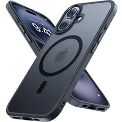 Miracase iphone 16 ケース【Magsafe対応・MIL米軍規格 6.1インチ 耐衝撃iphone16 ケース傷防止、落下耐性、指紋防止、黄ばみ防止、放熱、ストラップホール付き、薄くて肌に優しいデザイン、金属ボタン、マット、フロスト、半透明、黒