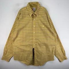 古着 ブルックスブラザーズ Brooks Brothers 長袖シャツ ボタンダウン ワンポイント L  イエロー系 チェック メンズ