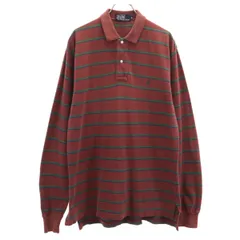 Polo by Ralph Lauren ポロバイラルフローレン ボーダー柄 長袖 ポロシャツ L 赤茶 メンズ 古着