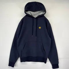 古着 チャンピオン Champion パーカー スウェット ワンポイントロゴ プルオーバー フーディ ワッペン S  ネイビー メンズ