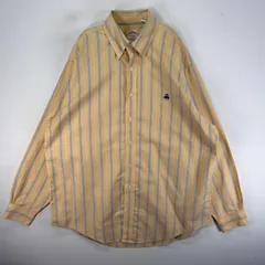 古着 ブルックスブラザーズ Brooks Brothers 長袖シャツ 刺繍 L  イエロー系 ストライプ メンズ