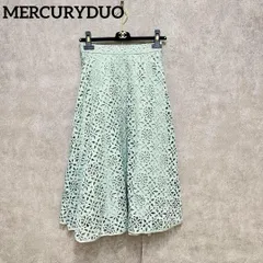 【美品】MERCURY DUO ミントグリーン 花柄レース フレアスカート　M