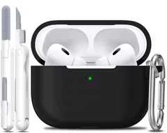 【特価商品】ブラック - 2023/2022/2019充電ケース用完全保護シリコンケース Pro Pro AirPods AirPods 第2世代/第1世代ケースカバー、クリーニングキットとキーチェーン付き、Apple R-fun