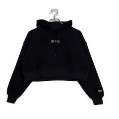 中古 レディース ニューエラゴルフ NEW ERA GOLF パーカー S 黒 ブラック ダンボールニット