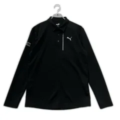 中古 メンズ プーマ PUMA 長袖ポロシャツ M 黒 ブラック 吸水速乾