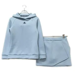 中古 レディース アディダスゴルフ adidas GOLF セットアップ M 水色 サックスブルー 訳あり上下サイズ違い ダンボールニット
