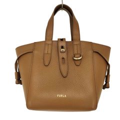 FURLA フルラ パンチングレザー 2WAYバッグ ホワイトポーチ付 ブラウン 