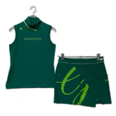 中古 レディース デサントゴルフ DESCENTE GOLF セットアップ M 緑 グリーン 訳あり ノースリーブニット×スカート
