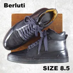 極美品★(仏)ベルルッティ SIZE 8.5【カリグラフィー(スクリット)仕様★PLAYTIMEコレクション/スニーカー】黒系パティーヌ/Berluti★o706のサムネイル