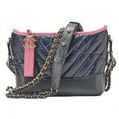 CHANEL　シャネル　チェーンショルダーバッグ　マトラッセ　ガブリエルドゥ　ヴィンテージカーフ　黒×ネイビー×ピンク　 シルバー×ゴールド金具 レディース【中古】【送料無料】【SS】