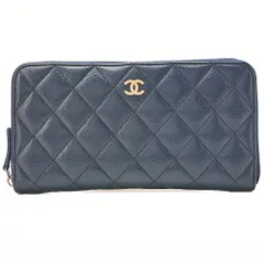 CHANEL シャネル マトラッセ ラウンド長財布  キャビアスキン ネイビー（ゴールド金具）レディースウォレット 財布   【中古】【送料無料】のサムネイル