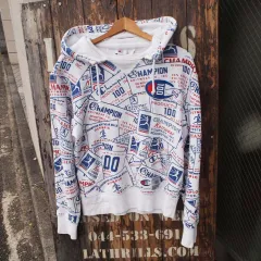 USモデル Champion チャンピオン 総柄 ランナーズタグ 両V 後付け スウェット パーカー 100周年モデル ◆Size:US-S