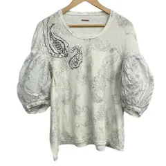 KAPITAL(キャピタル) 半袖カットソー サイズ0 XS レディース美品  白×ダークグレー×マルチ ペイズリー柄/ステッチ