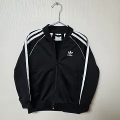 アディダス 3本線 トレーナー ブラック ジップアップ 120