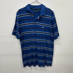 Y168 NAUTICA ポロシャツ 半袖 M ボーダー 青 白 ノーティカ 古着卸 アメリカ仕入