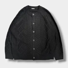 GU ケーブルクルーネックカーディガン 351-348222 ブラック ジーユー カーディガン